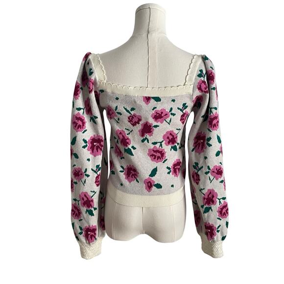 Willow & Wind Crop Sweater Womens M Knit Lace Trim Milkmaid Floral Fairy NWT - Picture 3 of 8